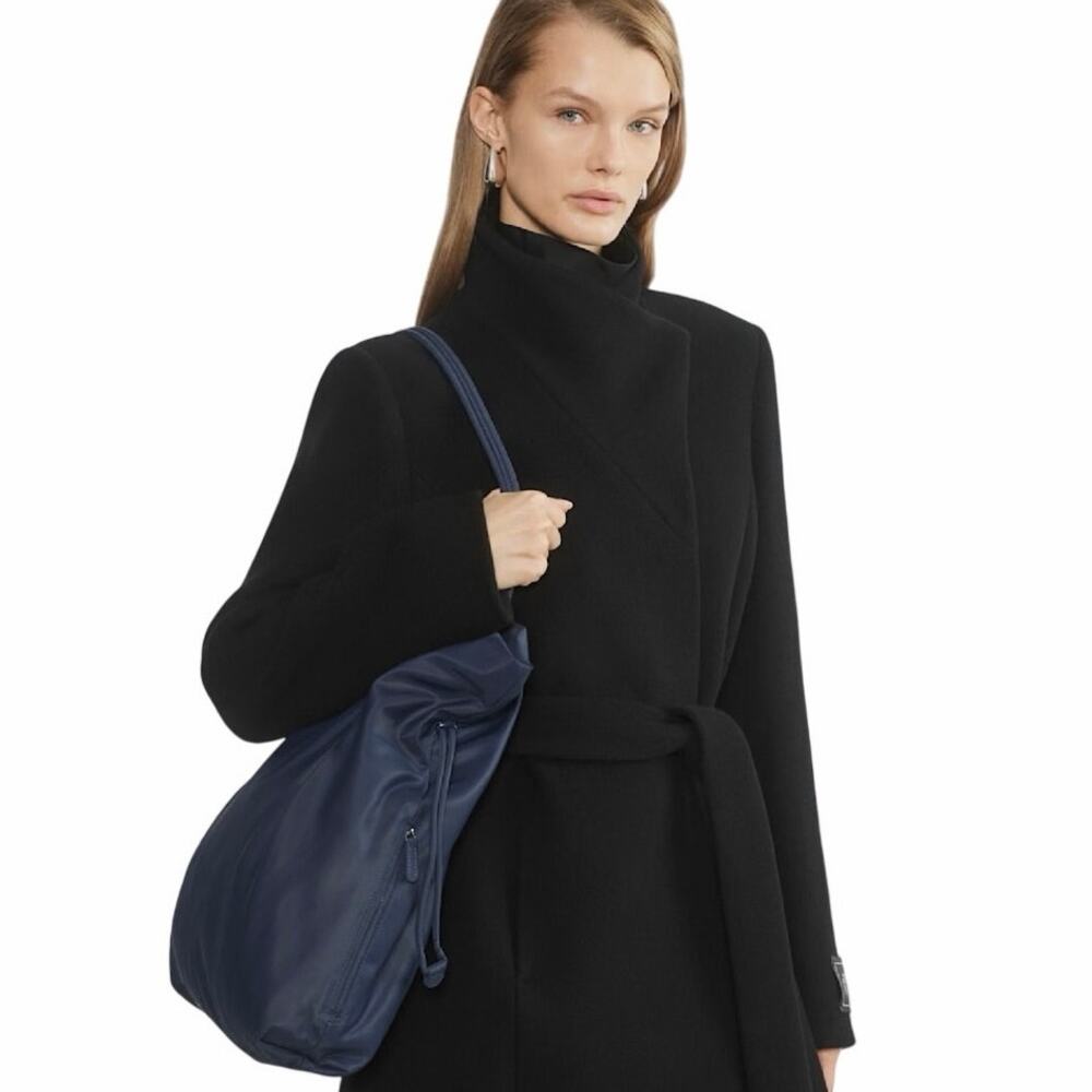 Aritzia Babaton Commute Tote Navy Nylon Cinch Quiet Luxury Minimalist Bag - Picture 10 of 10